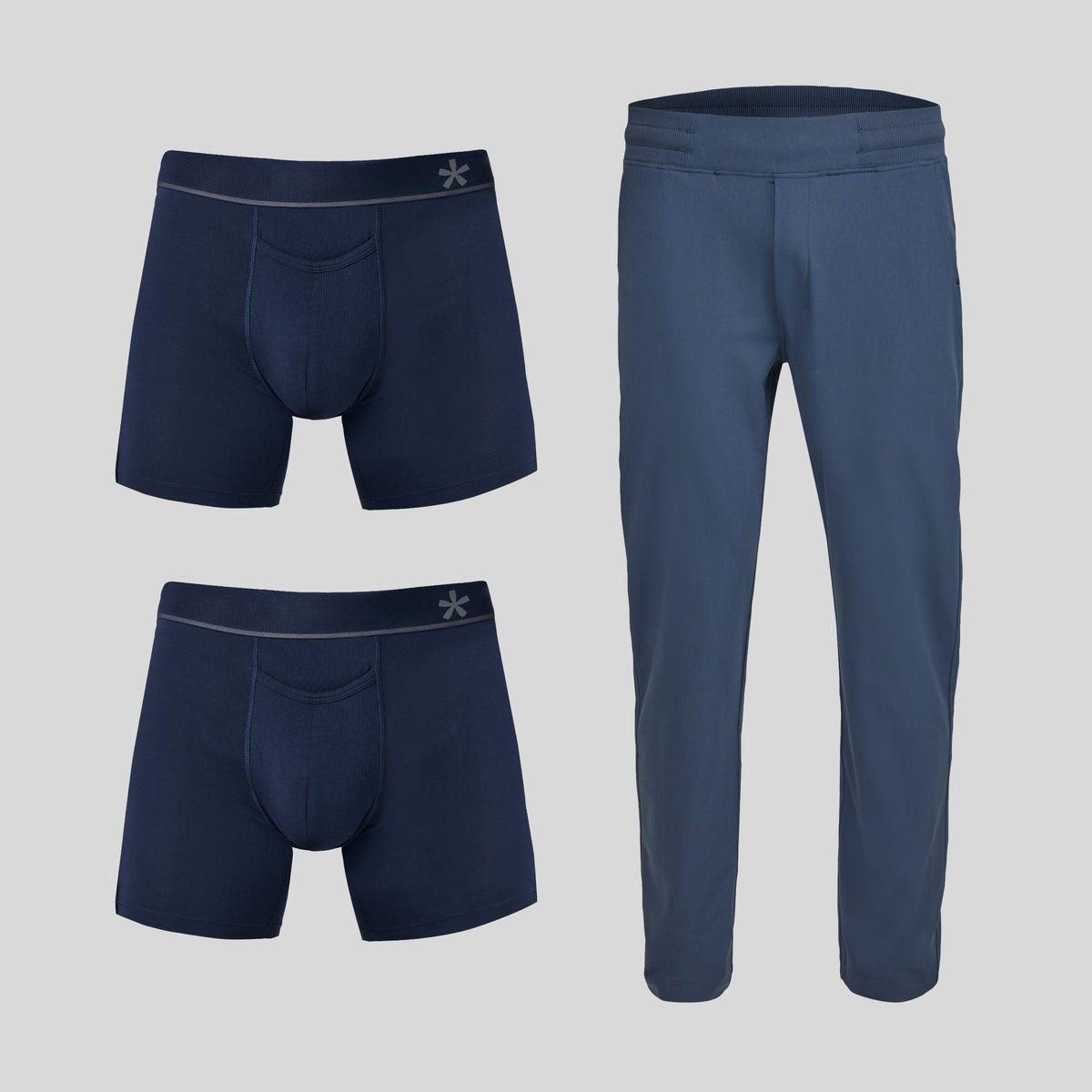 Deux caleçons boxers Manmade bleu avec un pantalon bleu
