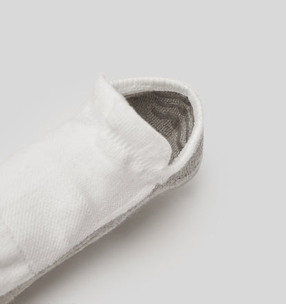 Close view inside the white low cut sock