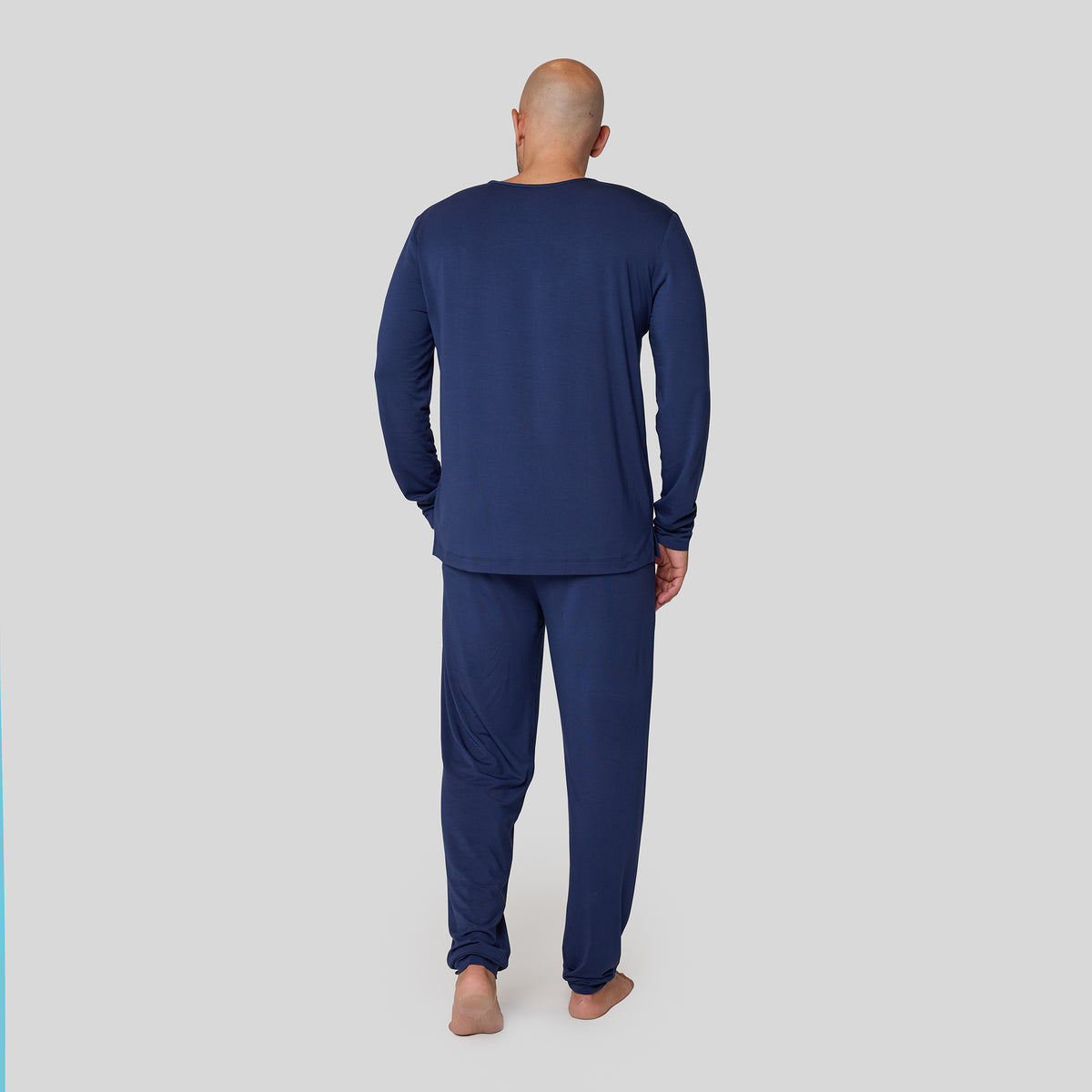 Back view of the blue Manmade Pajama Set.