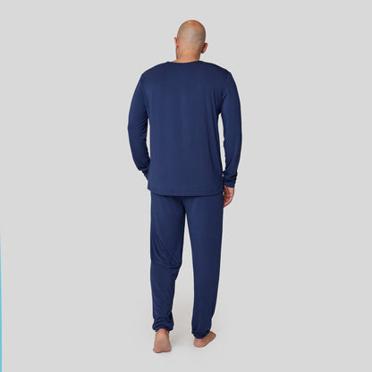Back view of the blue Manmade Pajama Set.