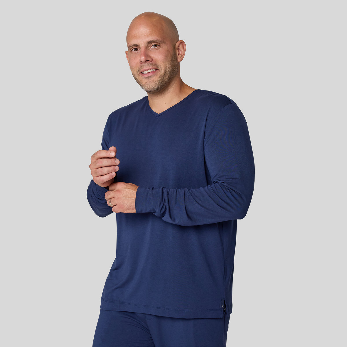 Man wearing the blue Pajama top