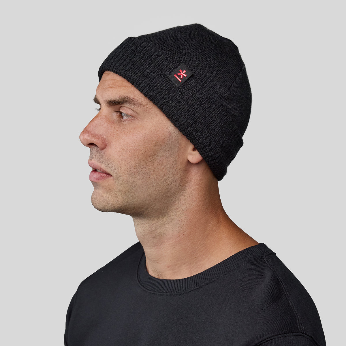 Man wearing the black Beanie.