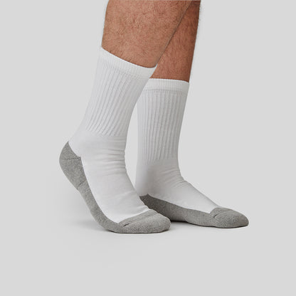 Model with the white crew sock side view