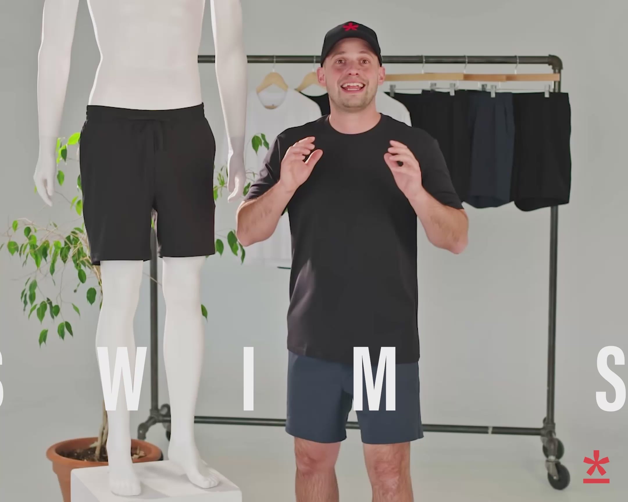 Load video: Video describing the swim shorts features